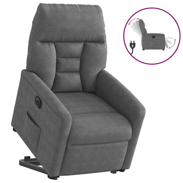 vidaXL Fauteuil inclinable &eacute;lectrique gris fonc&eacute; tissu microfibre