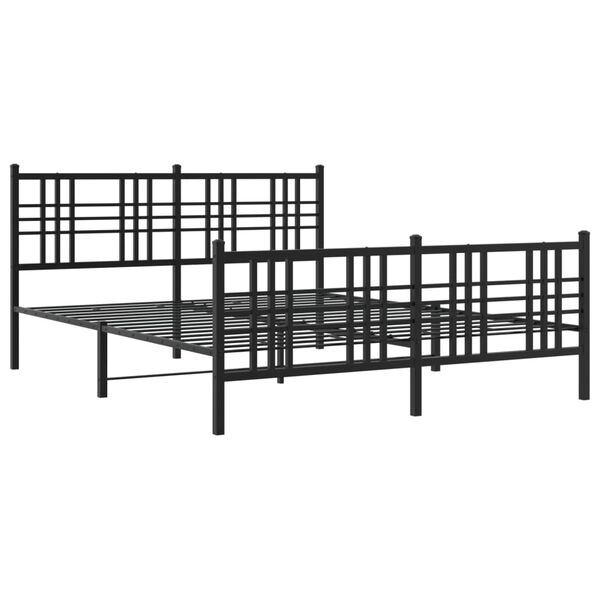 vidaXL Cadre de lit m&eacute;tal sans matelas avec pied de lit noir 160x200cm