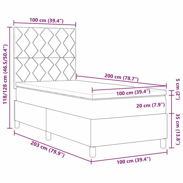 vidaXL Lit &agrave; ressorts avec matelas Noir 100 x 200 cm tissu