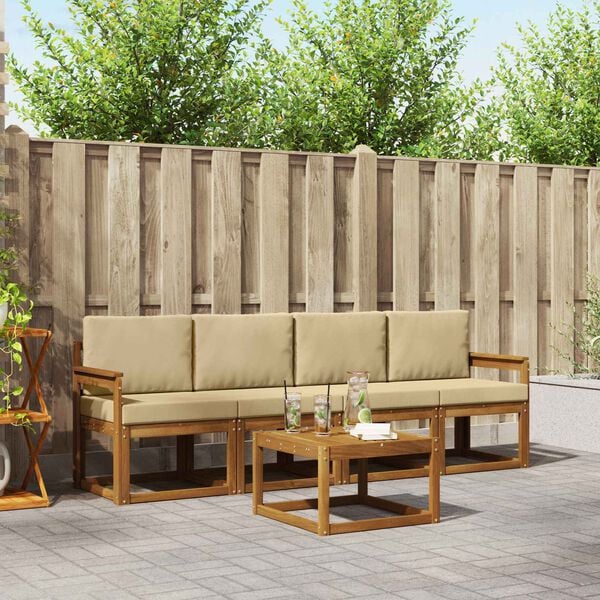 vidaXL Ensemble de canap&eacute;s d'ext&eacute;rieur 5 pcs Naturel et Beige