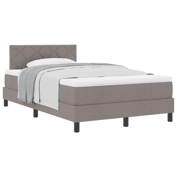 vidaXL Lit &agrave; ressorts avec matelas Taupe 120 x 200 cm tissu