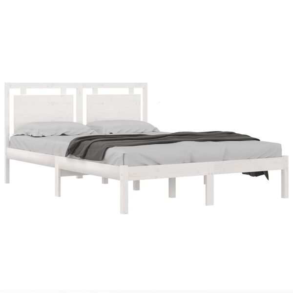 vidaXL Cadre de lit sans matelas blanc 120x200 cm bois massif