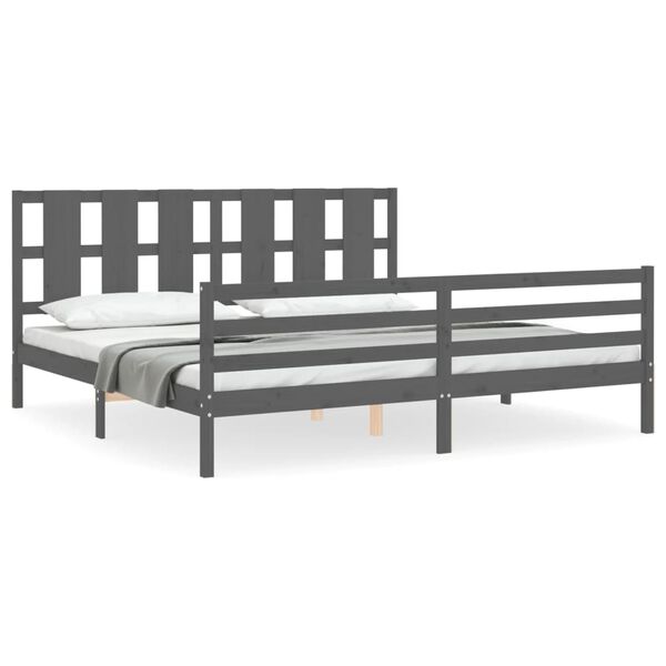 vidaXL Cadre de lit sans matelas gris 200x200 cm bois massif