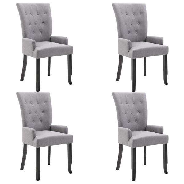 vidaXL Chaises à manger avec accoudoirs lot de 4 gris clair tissu