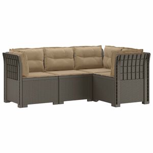 vidaXL Canap&eacute; de jardin 4 places avec coussins aspect rotin PP