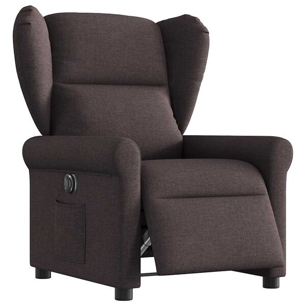 vidaXL Fauteuil inclinable &eacute;lectrique Marron fonc&eacute; Tissu