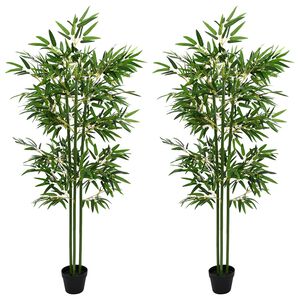 vidaXL Arbre en Bambou Artificiel 2 pcs Vert 45 x 18 x 175 cm
