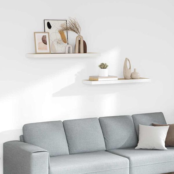 vidaXL &Eacute;tag&egrave;res flottantes 2 pcs ch&ecirc;ne et blanc 80x23,5x3,8 cm MDF