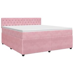 vidaXL Lit boxspring avec matelas Rose 180 x 200 cm Velours