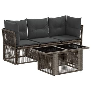 vidaXL Ensemble de canap&eacute; de jardin 4 pc Gris polyrotin
