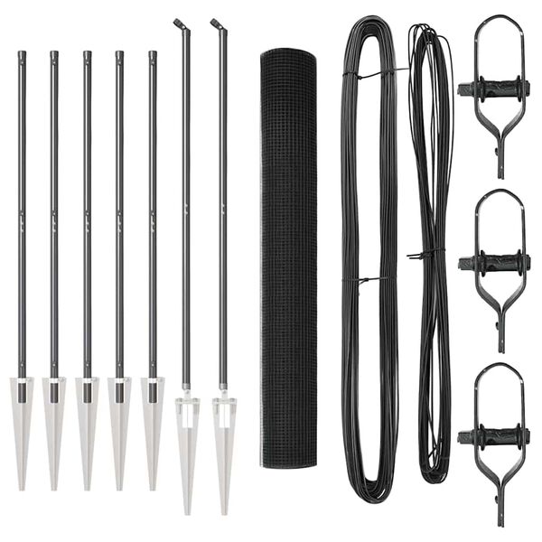 vidaXL Cl&ocirc;ture avec poteaux Gris 1.4 x 10 m Acier