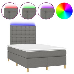 vidaXL Sommier &agrave; lattes de lit matelas LED gris fonc&eacute; 120x190 cm tissu