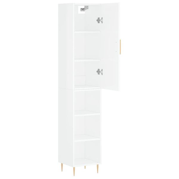 vidaXL Buffet haut Blanc brillant 34,5x34x180 cm Bois d'ingénierie