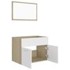 vidaXL Ensemble de meubles de salle de bain 2pcs Blanc et ch&ecirc;ne sonoma