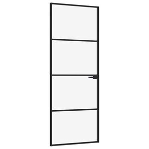 vidaXL Porte d'int&eacute;rieur Noir 76x201,5 cm Tremp&eacute; verre aluminium fin