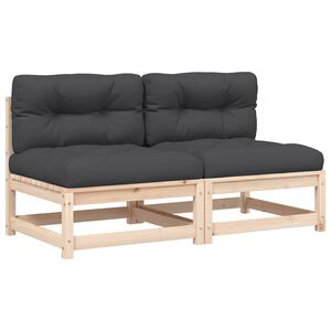 vidaXL Canap&eacute;s de jardin sans accoudoirs coussins 2pcs bois massif pin