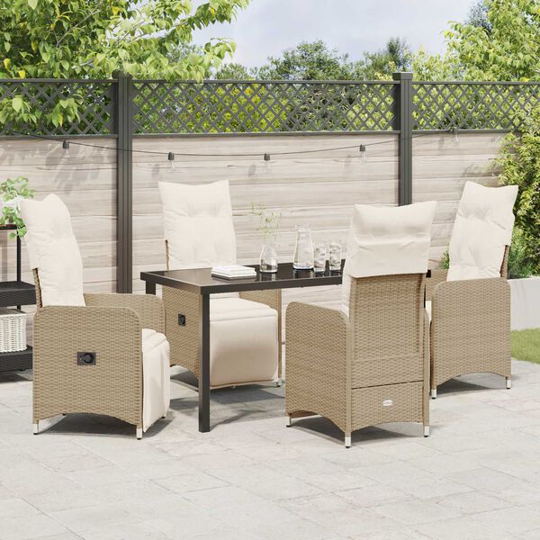 vidaXL Ensemble de salle &agrave; manger pour jardin 5 pcs Beige Poly rotin