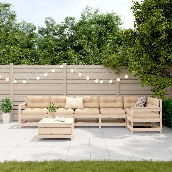 vidaXL Salon de jardin 7 pcs bois de pin massif