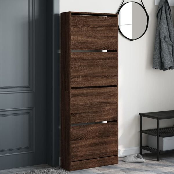 vidaXL Armoire &agrave; chaussures ch&ecirc;ne marron 60x21x163,5cm bois ing&eacute;nierie