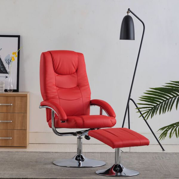 vidaXL Fauteuil inclinable avec repose-pied Rouge Similicuir