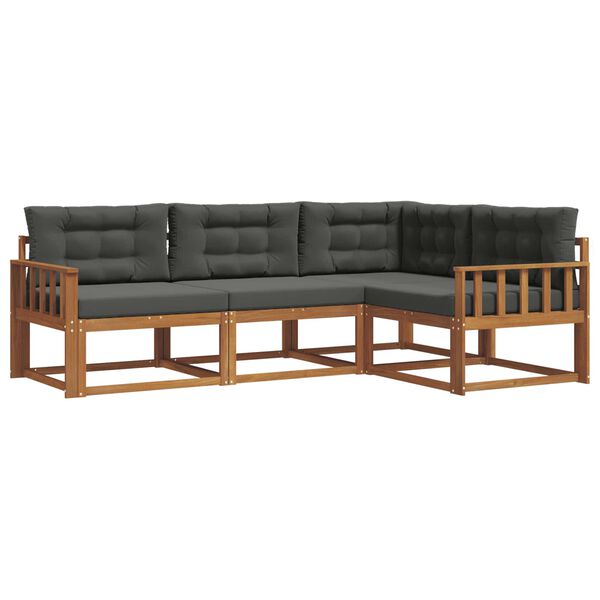 vidaXL Ensemble de canap&eacute;s d'ext&eacute;rieur 4 pcs Naturel et Anthracite