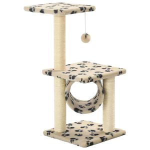 vidaXL Arbre &agrave; chat avec griffoirs en sisal 65 cm Beige Motif pattes