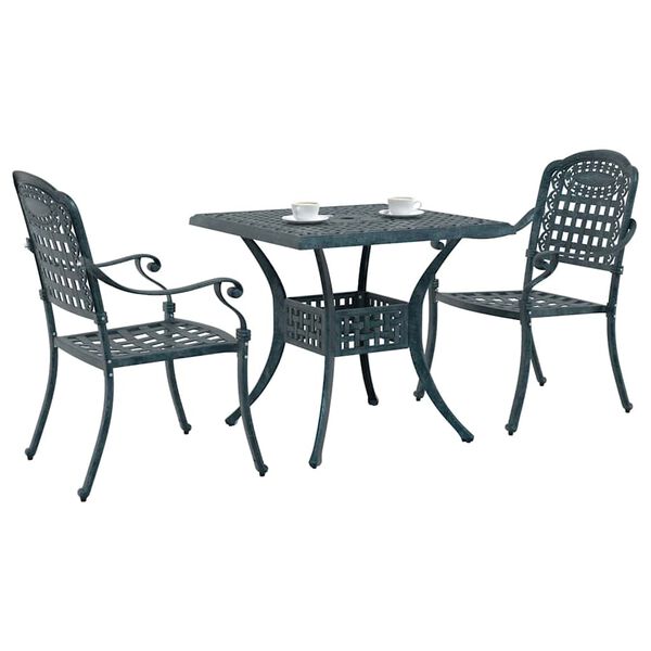 vidaXL Ensemble de tables de jardin 3 pcs Vert Aluminium coul&eacute;