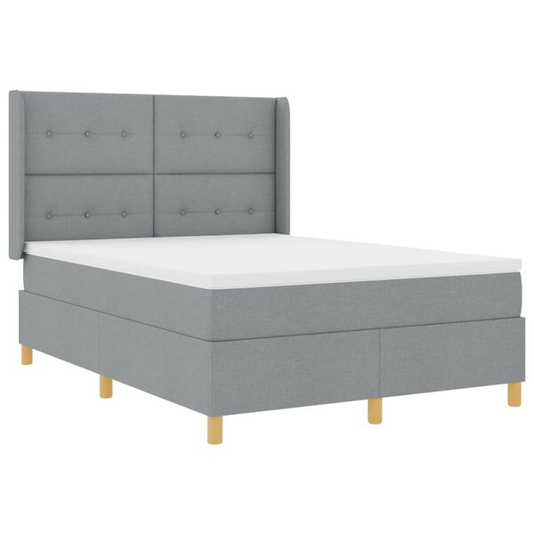 vidaXL Lit à Ressorts avec matelas Gris clair 140 x 200 cm tissu
