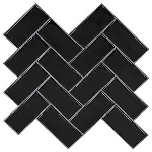 vidaXL Carreau en chevron 10 pc Noir 30 x 30 cm Polyur&eacute;thane et PET