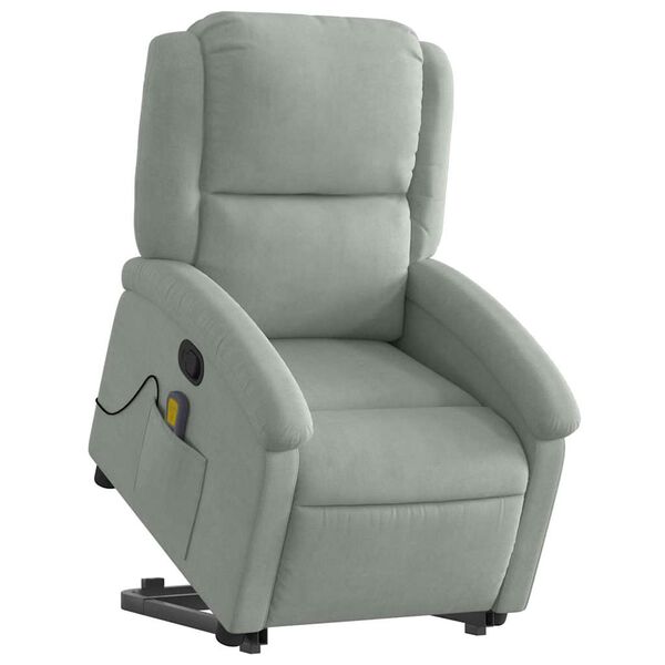 vidaXL Fauteuil de massage inclinable Gris clair Velours