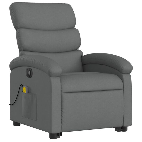 vidaXL Fauteuil inclinable de massage électrique Gris foncé Tissu