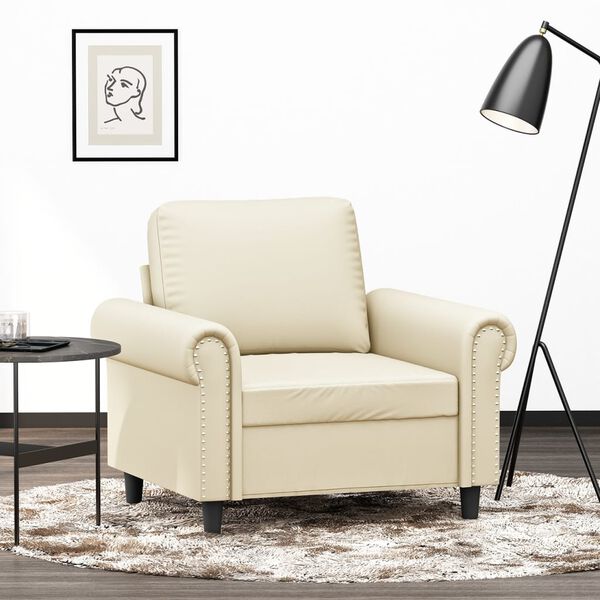 vidaXL Fauteuil Cr&egrave;me 60 cm Similicuir