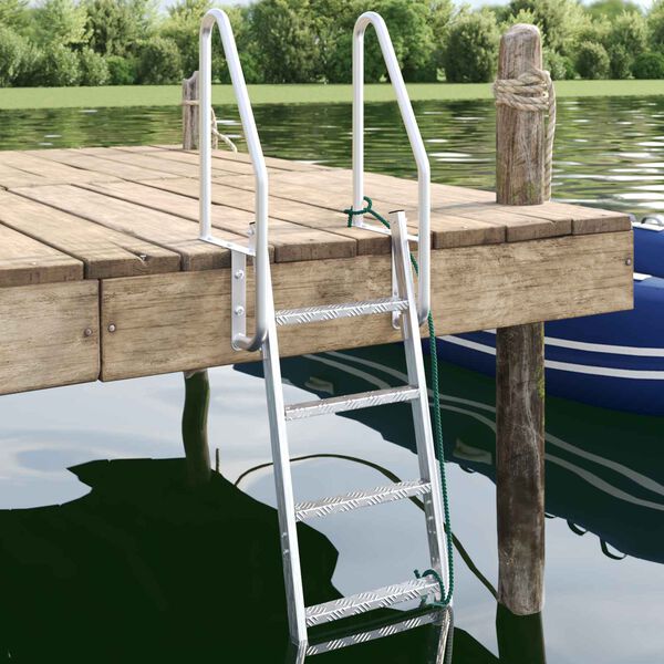 vidaXL &Eacute;chelle de dock &agrave; 4 &eacute;tapes Argent 58 x 77 x 166 cm Aluminium
