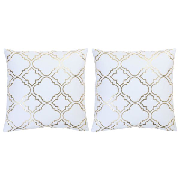 vidaXL Coussins imprimés à film lot de 2 Blanc et doré 40x40 cm Coton