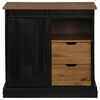 vidaXL Buffet HALDEN porte coulissante noir 80x40x80 cm bois massif