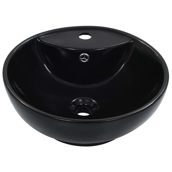 vidaXL Lavabo avec trop-plein 46,5 x 18 cm Céramique Noir