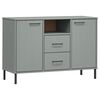 vidaXL Buffet avec pieds en m&eacute;tal Gris 113x40x77 cm Bois massif OSLO