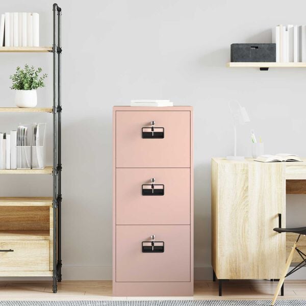 vidaXL Cabinet de Dossier avec tiroir Rose 45,5 x 42 x 106,5 cm