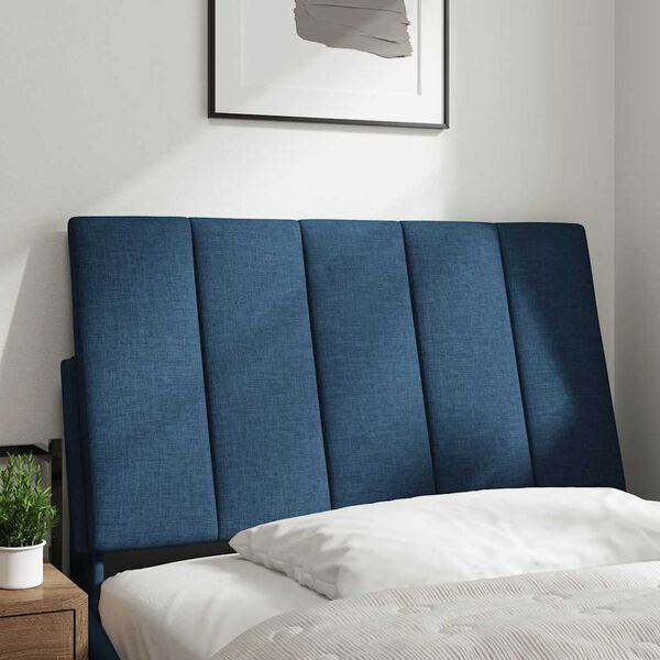 vidaXL Coussin de t&ecirc;te de lit Hanko bleu 90 cm tissu