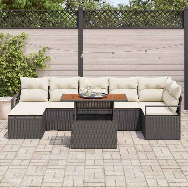 vidaXL Ensemble de salle &agrave; manger pour jardin 8 pcs Noir et Cr&egrave;me