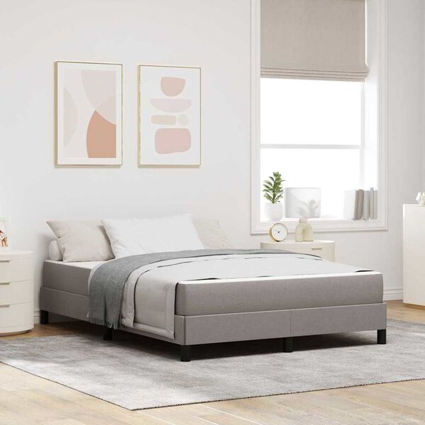 vidaXL Lit &agrave; ressorts avec matelas Taupe 140 x 190 cm tissu