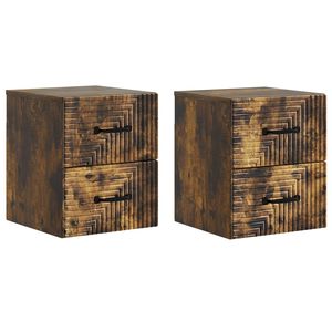 vidaXL Cabinet de chevet mural 2 pcs Ch&ecirc;ne fum&eacute; 34,5 x 33 x 40 cm
