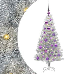 vidaXL Sapin de No&euml;l avec 150 LED avec support Argent 120 cm PET