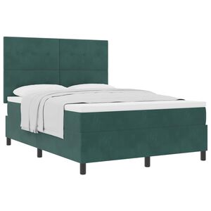 vidaXL Lit &agrave; ressorts avec matelas Vert fonc&eacute; 160 x 200 cm tissu