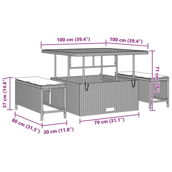 vidaXL Ensemble de canap&eacute; de jardin avec coussin 11 pcs Noir polyrotin