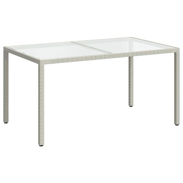 vidaXL Table de jardin 150x90x75 cm Verre trempé/résine tressée Blanc