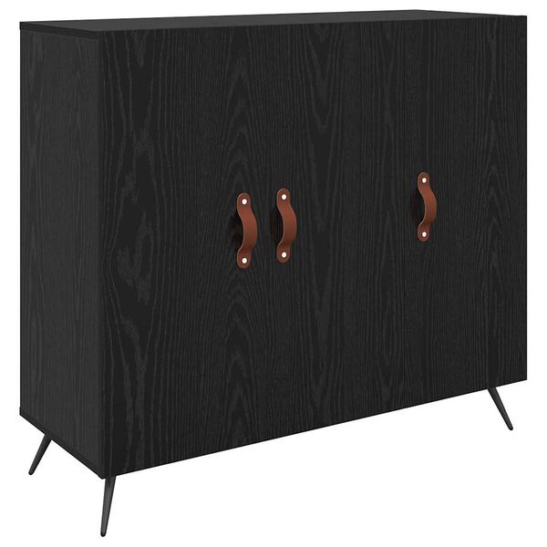 vidaXL Buffet Ch&ecirc;ne noir 89,5 x 34 x 80 cm Bois d'ing&eacute;nierie