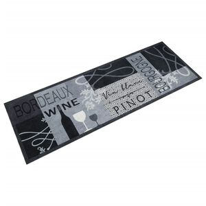 vidaXL Tapis de cuisine lavable imprim&eacute; Wine gris 60x180 cm velours