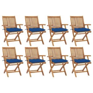 vidaXL Chaises pliables de jardin avec coussins lot de 8 Teck solide