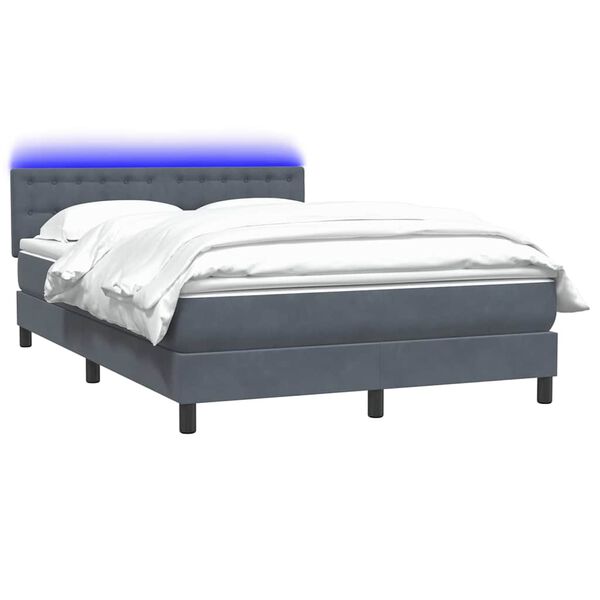 vidaXL Sommier &agrave; lattes de lit et matelas et LED gris fonc&eacute; 140x220cm velours